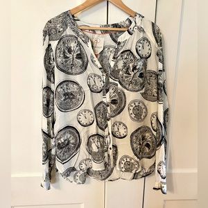 27 of 52 Conversations Black & White Clock Blouse
